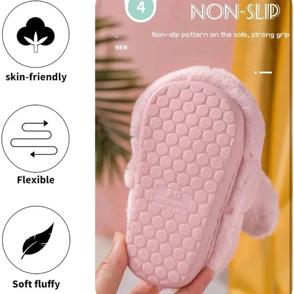 Pink Bunny Plush Slippers - Picture 7 of 11